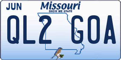MO license plate QL2G0A