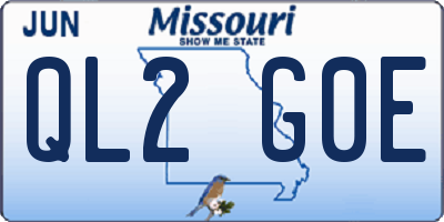MO license plate QL2G0E