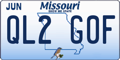MO license plate QL2G0F