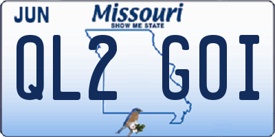 MO license plate QL2G0I