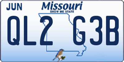 MO license plate QL2G3B
