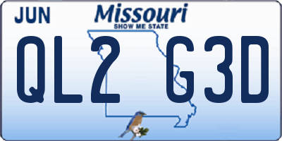 MO license plate QL2G3D