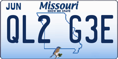 MO license plate QL2G3E