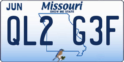 MO license plate QL2G3F