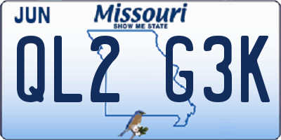 MO license plate QL2G3K