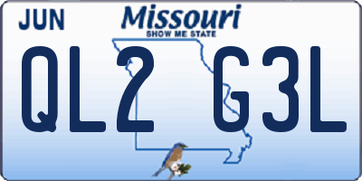 MO license plate QL2G3L