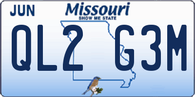 MO license plate QL2G3M
