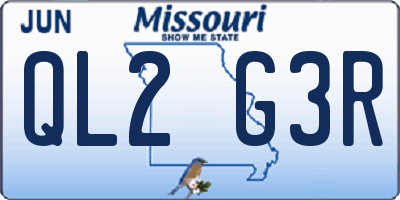 MO license plate QL2G3R