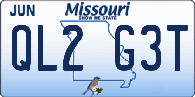 MO license plate QL2G3T