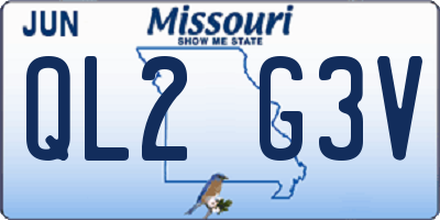 MO license plate QL2G3V