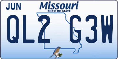 MO license plate QL2G3W