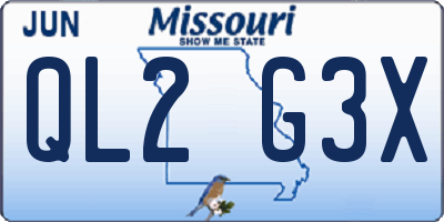MO license plate QL2G3X