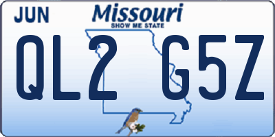 MO license plate QL2G5Z