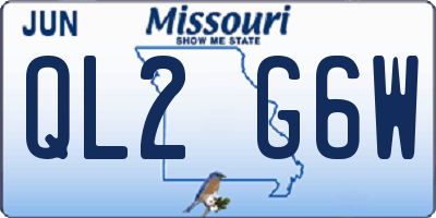 MO license plate QL2G6W