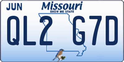 MO license plate QL2G7D