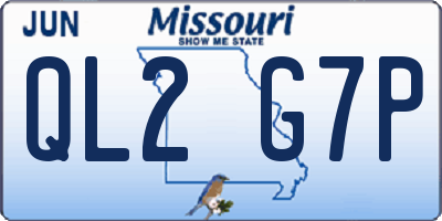 MO license plate QL2G7P