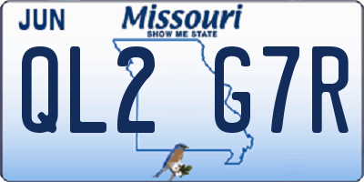 MO license plate QL2G7R