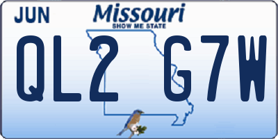 MO license plate QL2G7W