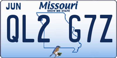 MO license plate QL2G7Z