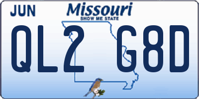 MO license plate QL2G8D