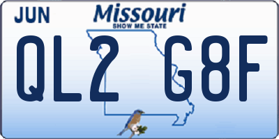 MO license plate QL2G8F