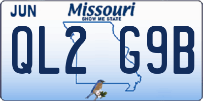 MO license plate QL2G9B