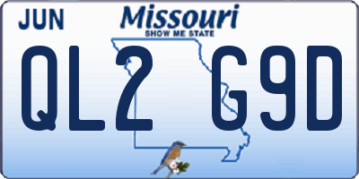 MO license plate QL2G9D