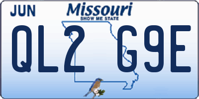 MO license plate QL2G9E