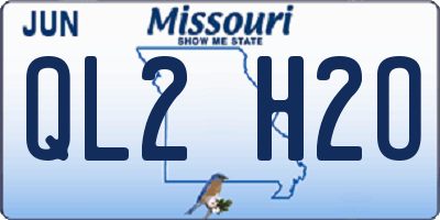 MO license plate QL2H2O