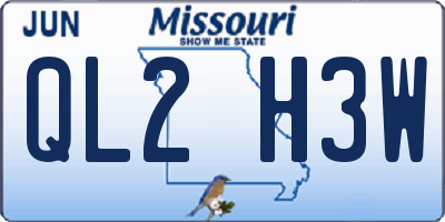 MO license plate QL2H3W