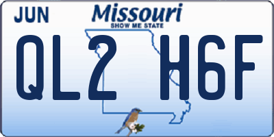 MO license plate QL2H6F