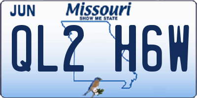 MO license plate QL2H6W
