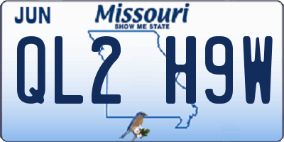 MO license plate QL2H9W