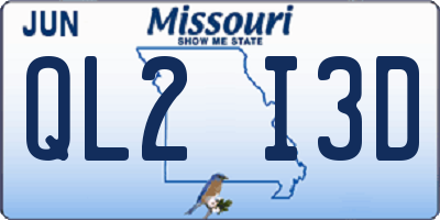 MO license plate QL2I3D