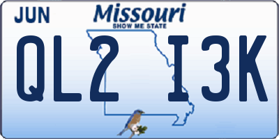 MO license plate QL2I3K