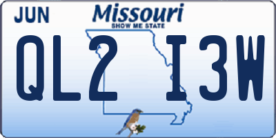 MO license plate QL2I3W