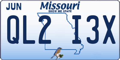 MO license plate QL2I3X