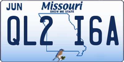 MO license plate QL2I6A