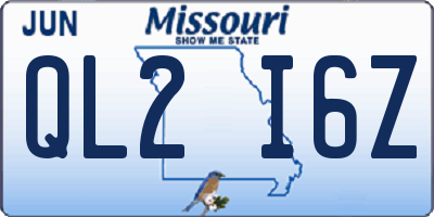 MO license plate QL2I6Z