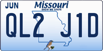 MO license plate QL2J1D