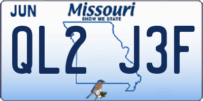 MO license plate QL2J3F