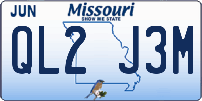 MO license plate QL2J3M