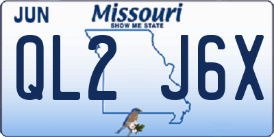 MO license plate QL2J6X