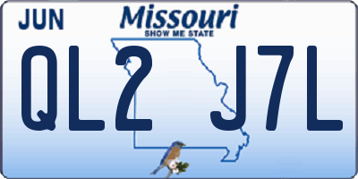 MO license plate QL2J7L