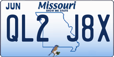 MO license plate QL2J8X