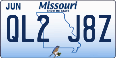 MO license plate QL2J8Z