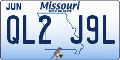 MO license plate QL2J9L
