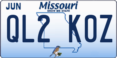 MO license plate QL2K0Z