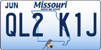 MO license plate QL2K1J