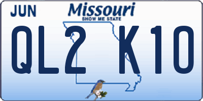 MO license plate QL2K1O